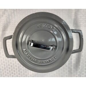 Martha Stewart 2 Quart Gray Enameled Cast Iron Dutch Oven Round With Lid 2 Qt